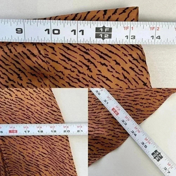 Banana Republic Midi Skirt Satin Godet Tan Brown Black Animal  Print Size 0 NWT - Picture 15 of 16